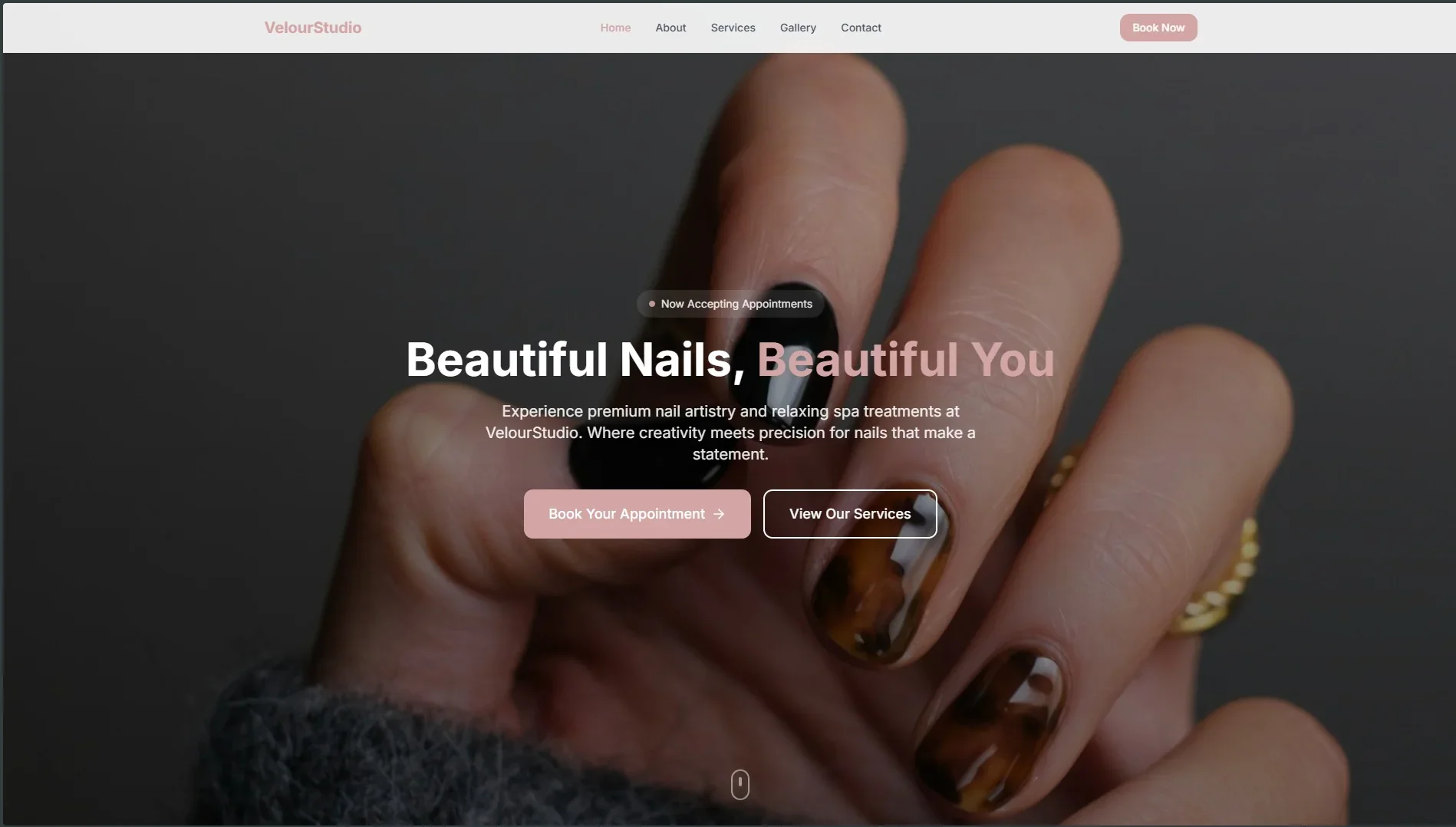 The website LokalHost built for Velour Studio